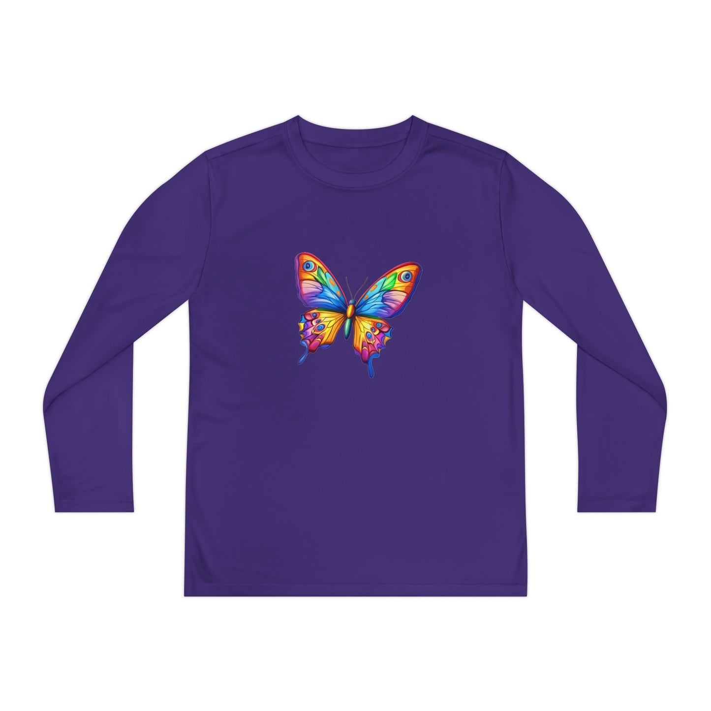 Youth Long Sleeve Competitor Tee (Colorful Butterfly)