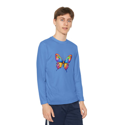 Youth Long Sleeve Competitor Tee (Colorful Butterfly)