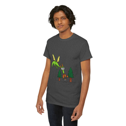 Unisex Heavy Cotton Tee (Flaming Dragon)
