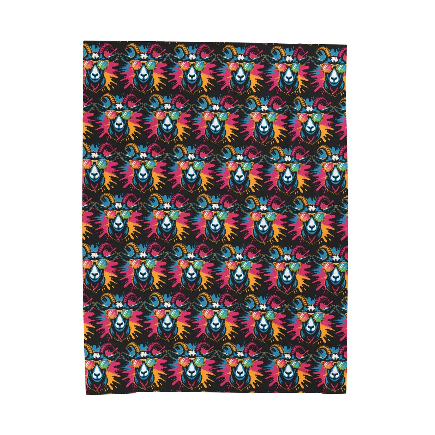 Velveteen Plush Blanket (Colorful Goat)