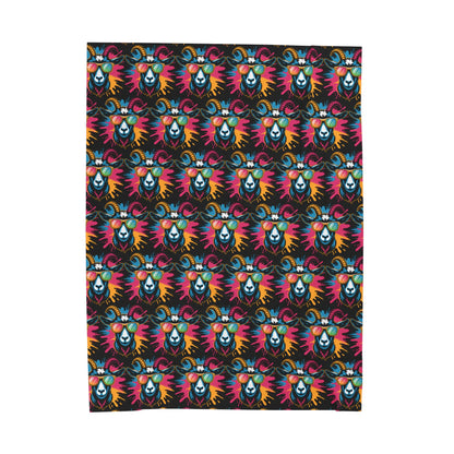 Velveteen Plush Blanket (Colorful Goat)