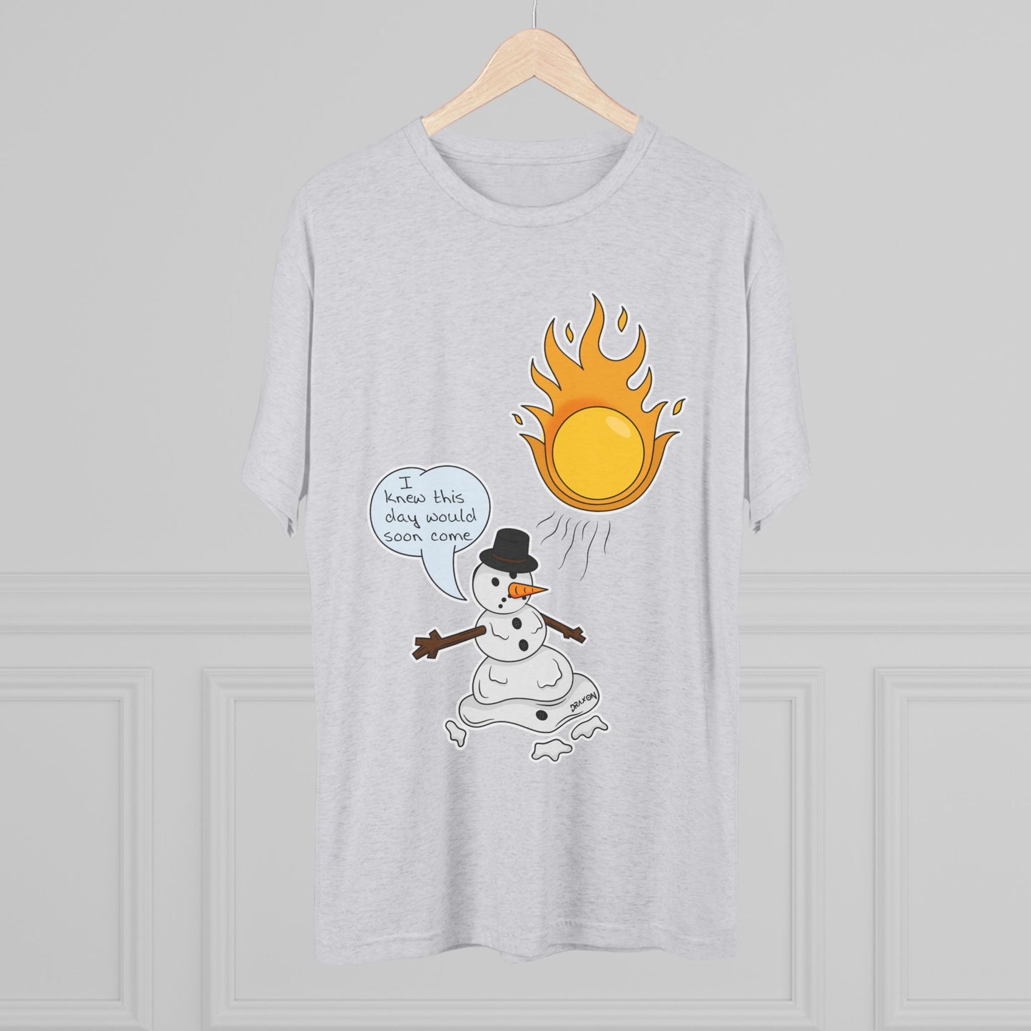Unisex Tri-Blend Crew Tee (Melting Snowman)