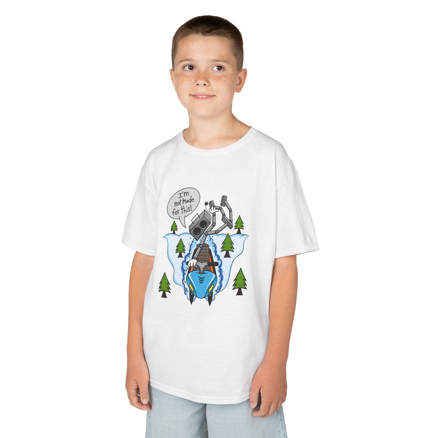 Kids Heavy Cotton T-Shirt (I'm not made for this - Snowmobiler)