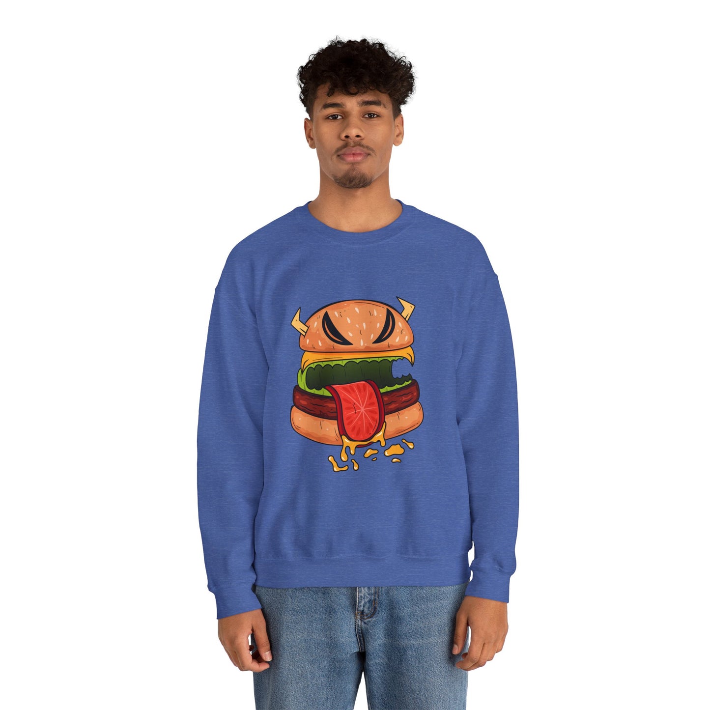 Unisex Heavy Blend™ Crewneck Sweatshirt (Cheeseburger Monster)