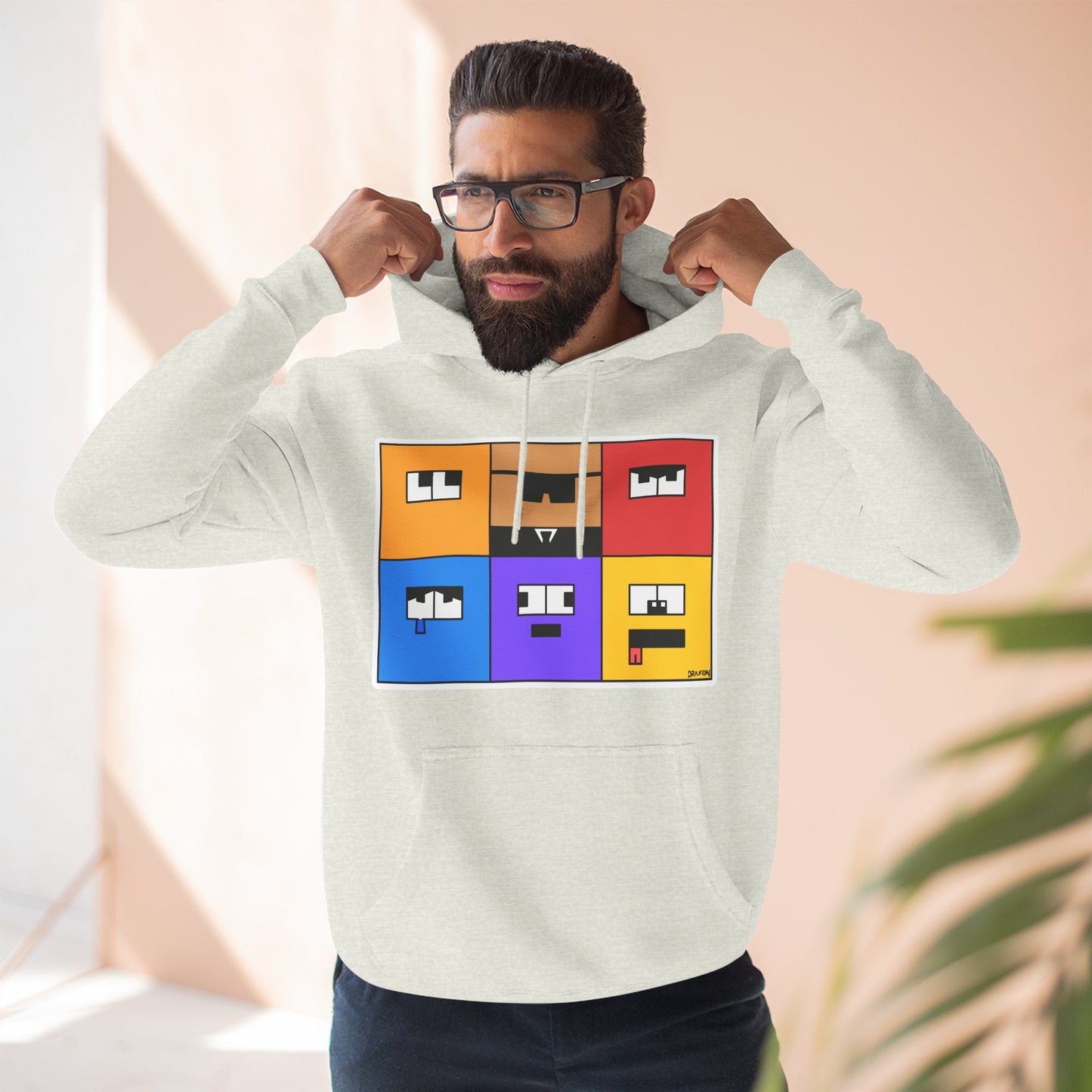 Three-Panel Fleece Hoodie (Emotion Blocks)