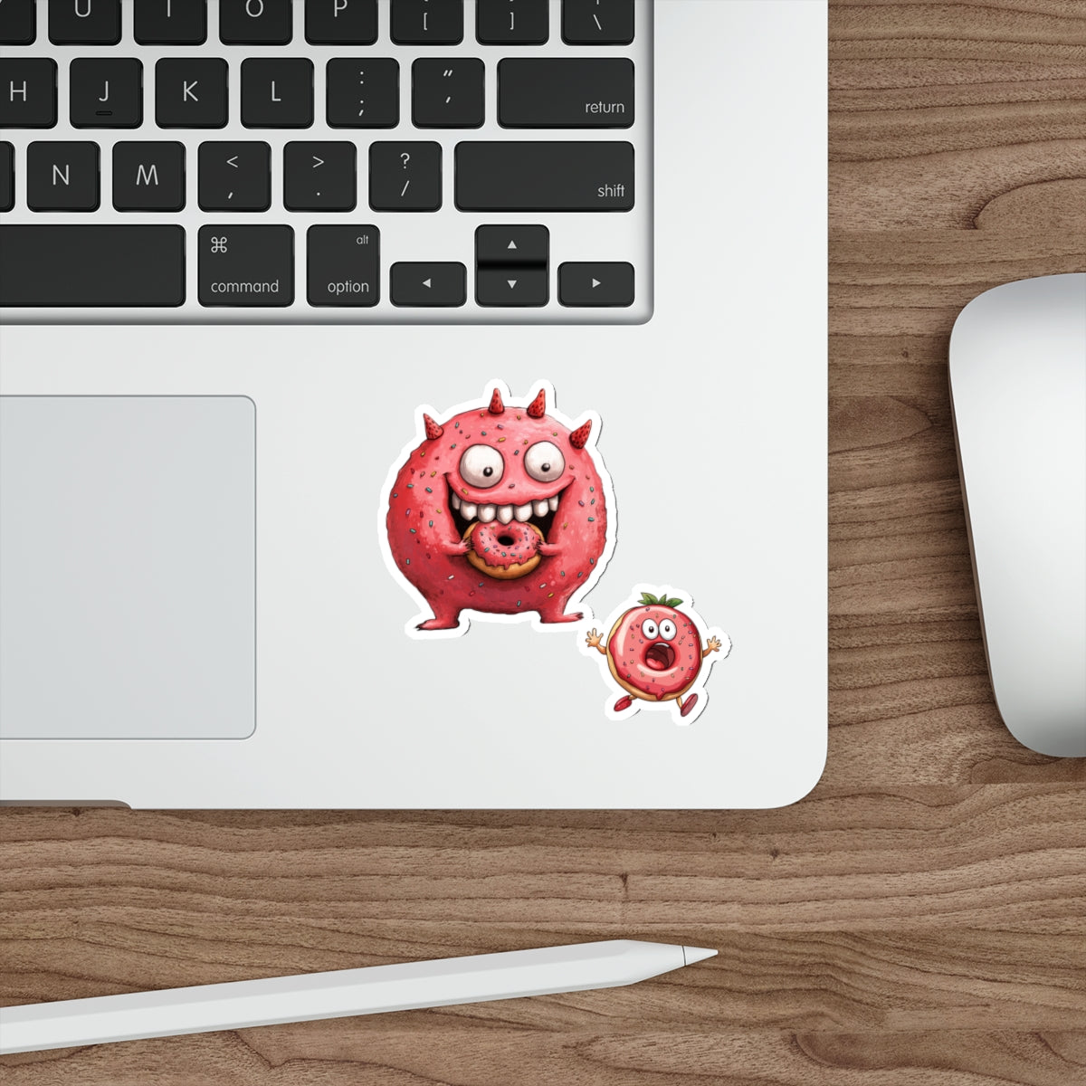 Die-Cut Stickers | Vibrant Art for Personalization (Donut Monster eating Donut)
