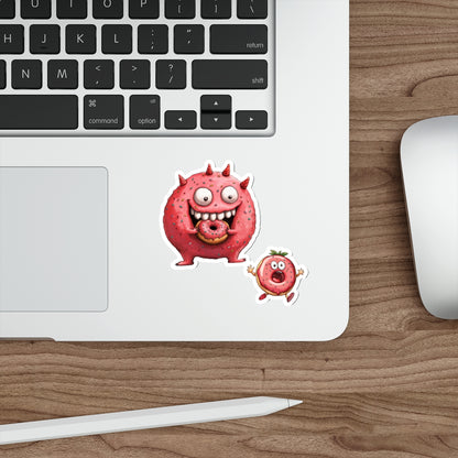 Die-Cut Stickers | Vibrant Art for Personalization (Donut Monster eating Donut)