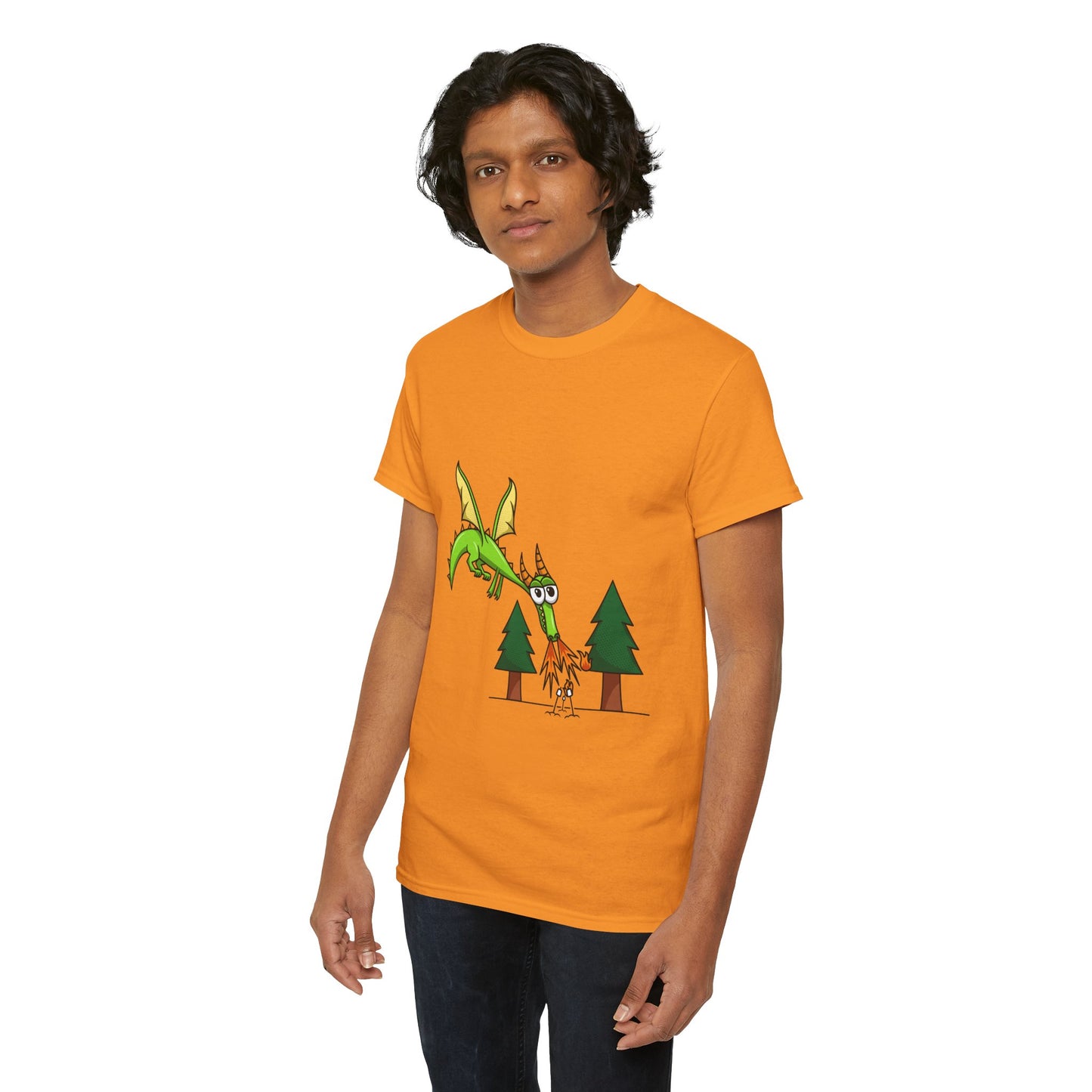 Unisex Heavy Cotton Tee (Flaming Dragon)