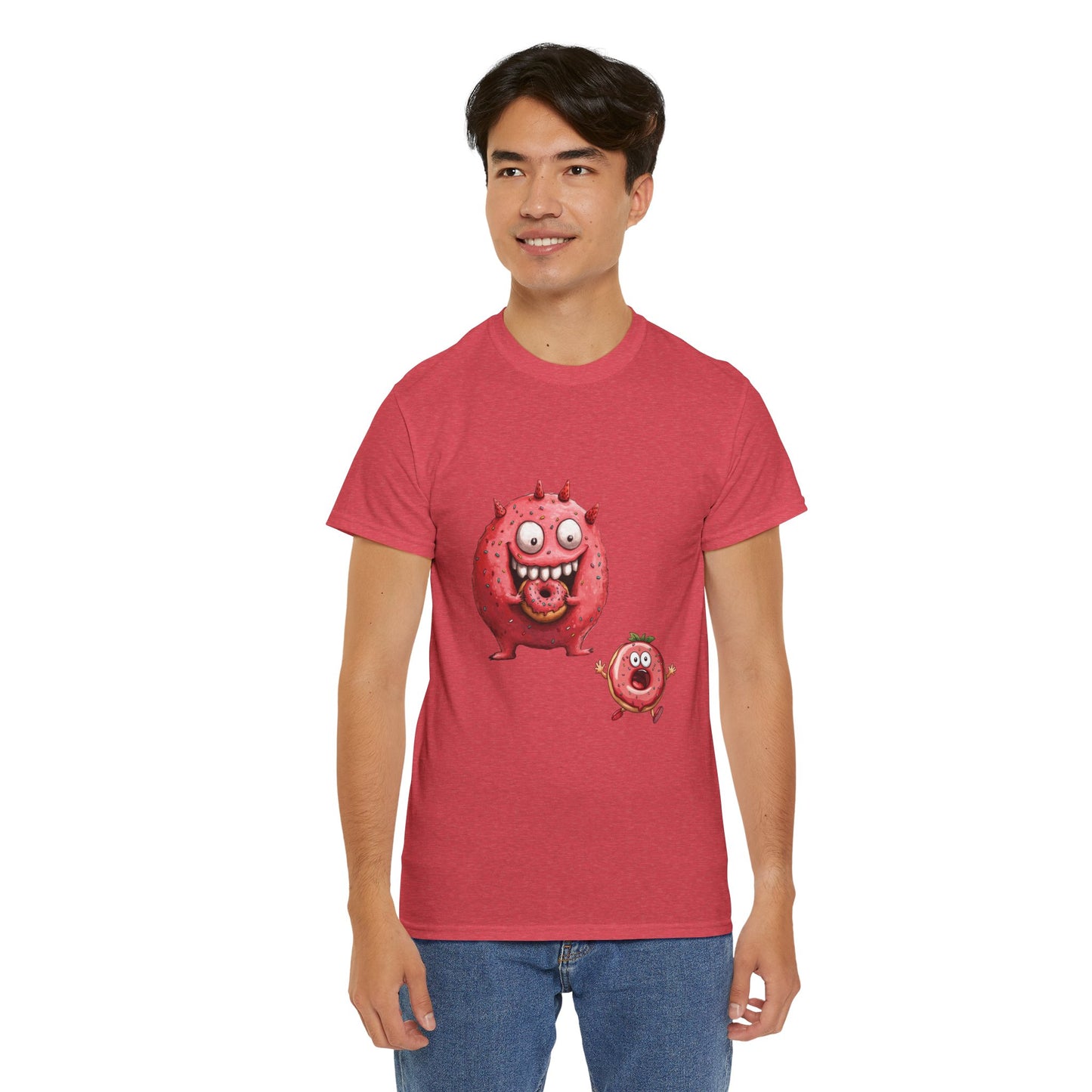 Unisex Heavy Cotton Tee (Donut Monster eating Donut)