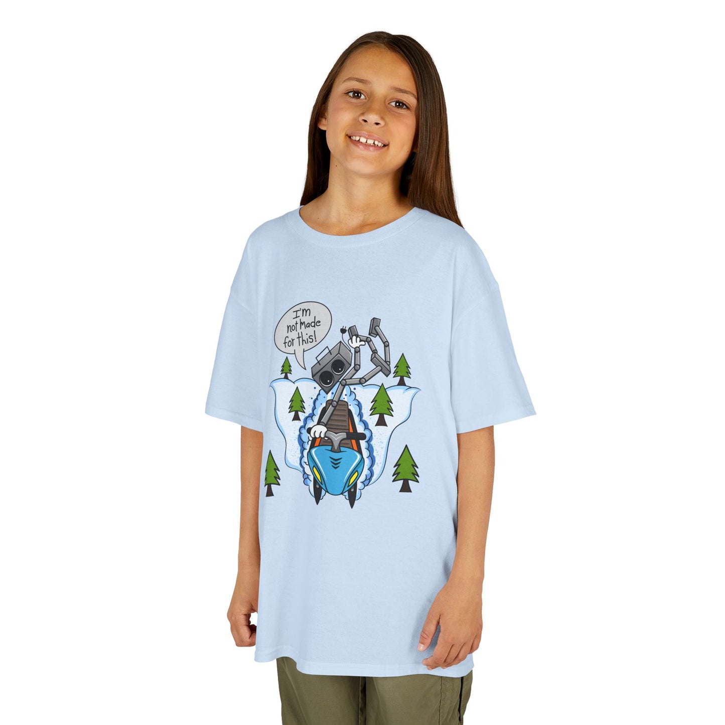 Kids Heavy Cotton T-Shirt (I'm not made for this - Snowmobiler)