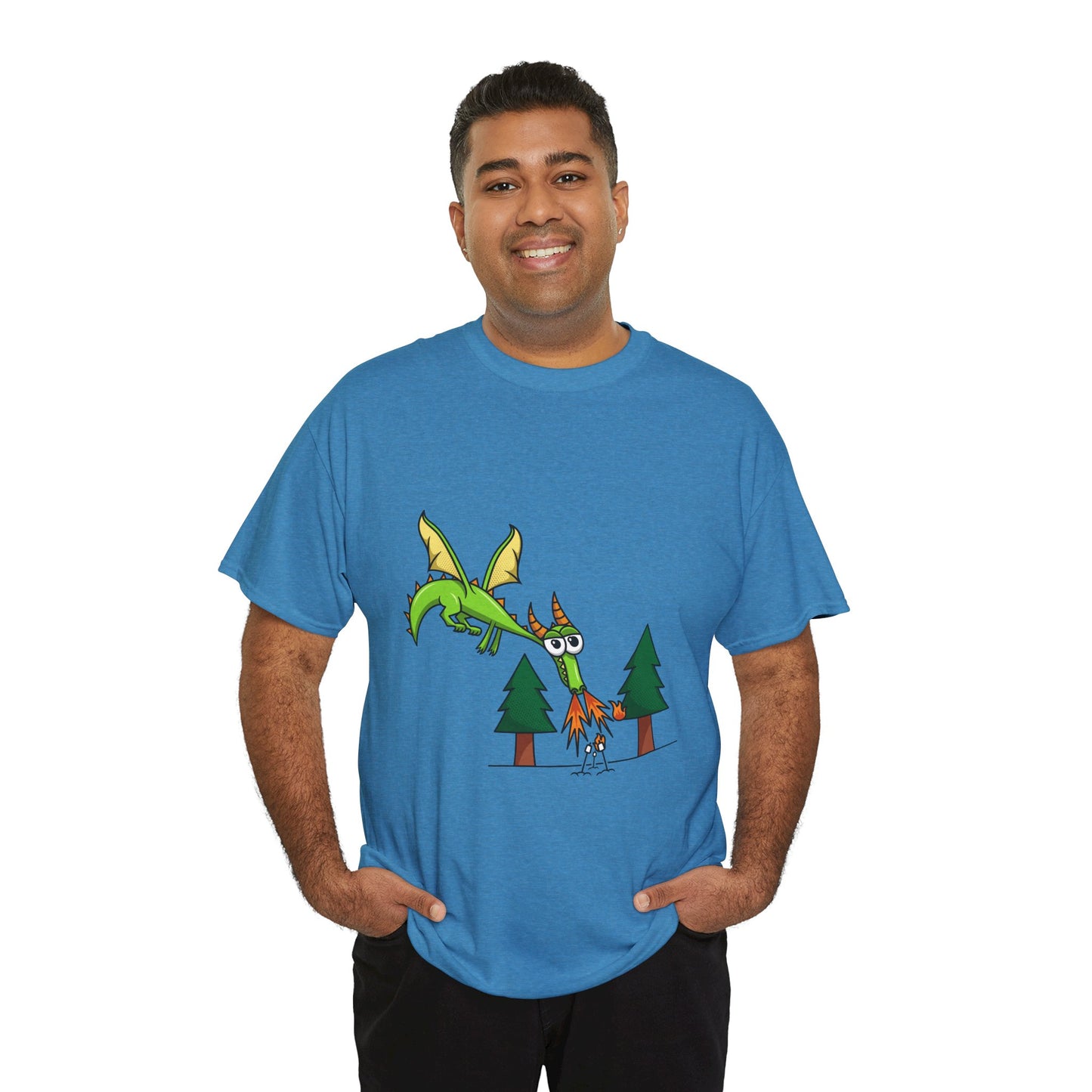 Unisex Heavy Cotton Tee (Flaming Dragon)