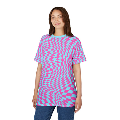 Unisex Cut & Sew Tee (Aqua-Pink Pixels)