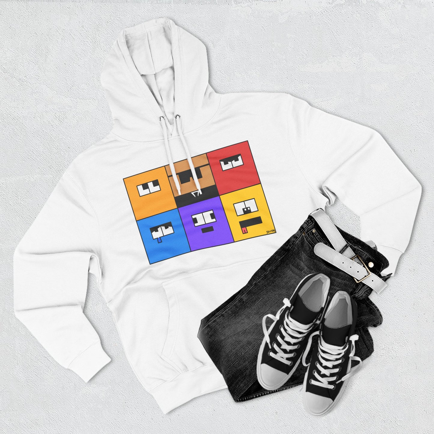 Three-Panel Fleece Hoodie (Emotion Blocks)