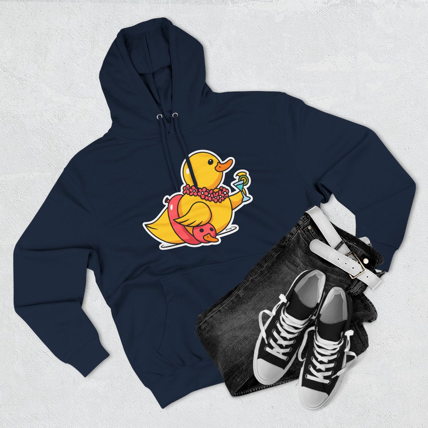 Three-Panel Fleece Hoodie (Tropical Duck)