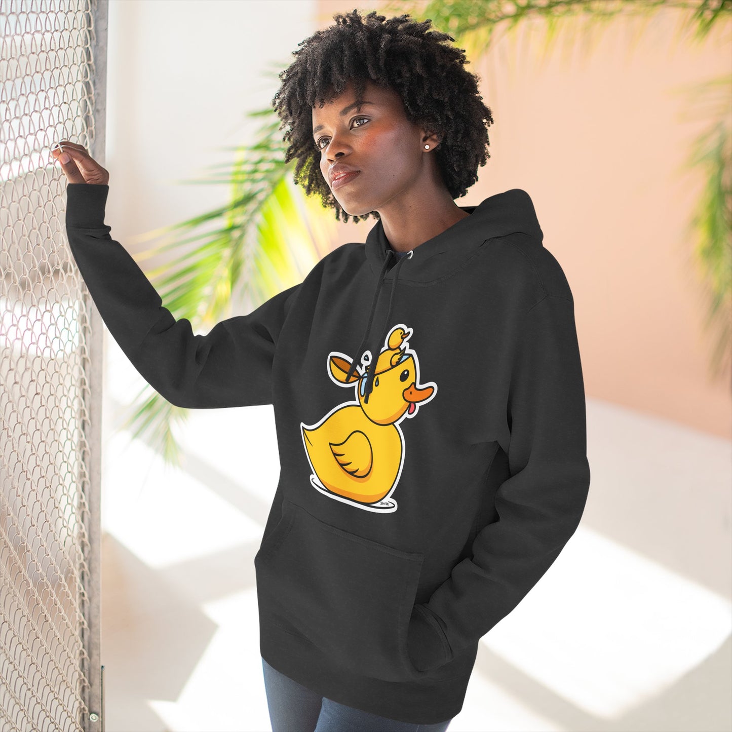 Three-Panel Fleece Hoodie (Duck Bird Brain)