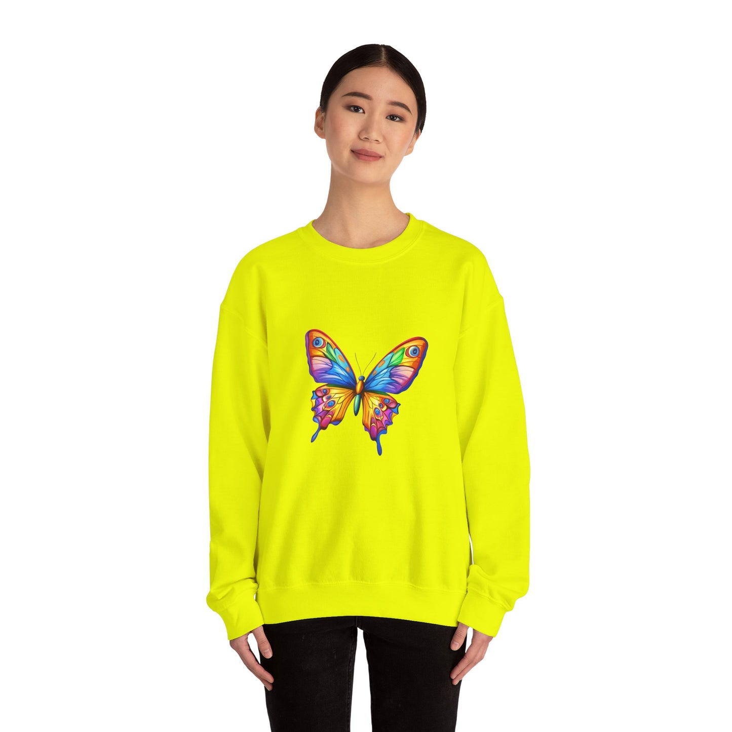 Unisex Heavy Blend™ Crewneck Sweatshirt (Colorful Butterfly)