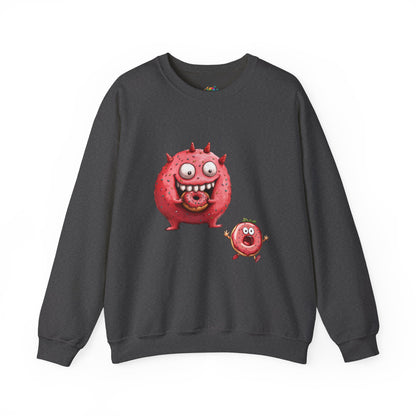 Unisex Heavy Blend™ Crewneck Sweatshirt (Donut Monster eating Donut)