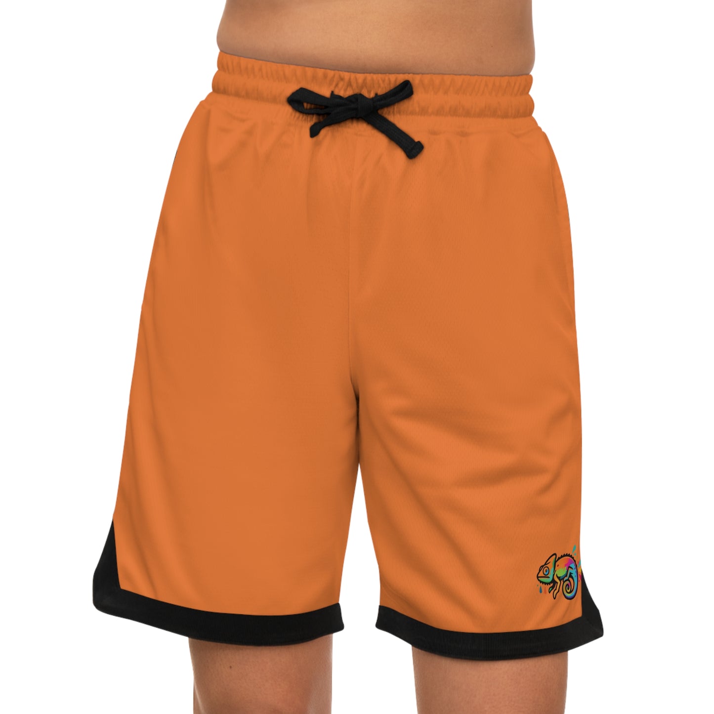 Orange Basketball Rib Shorts (AOP)