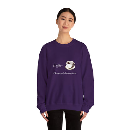 Unisex Heavy Blend™ Crewneck Sweatshirt (Coffee, Adulting is hard)