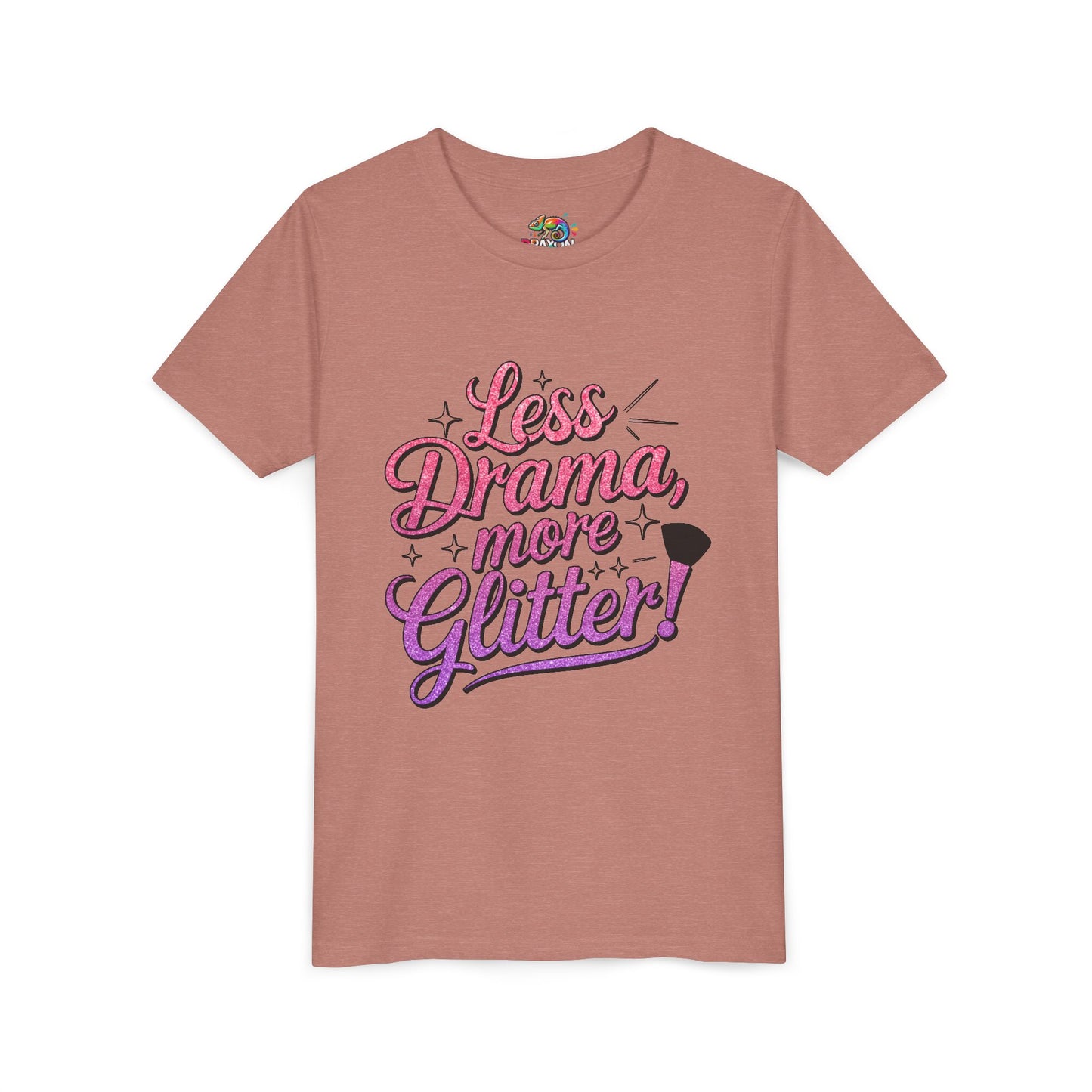 Youth Short Sleeve Tee (Less Drama, More Glitter) Fun T-shirt for Kids