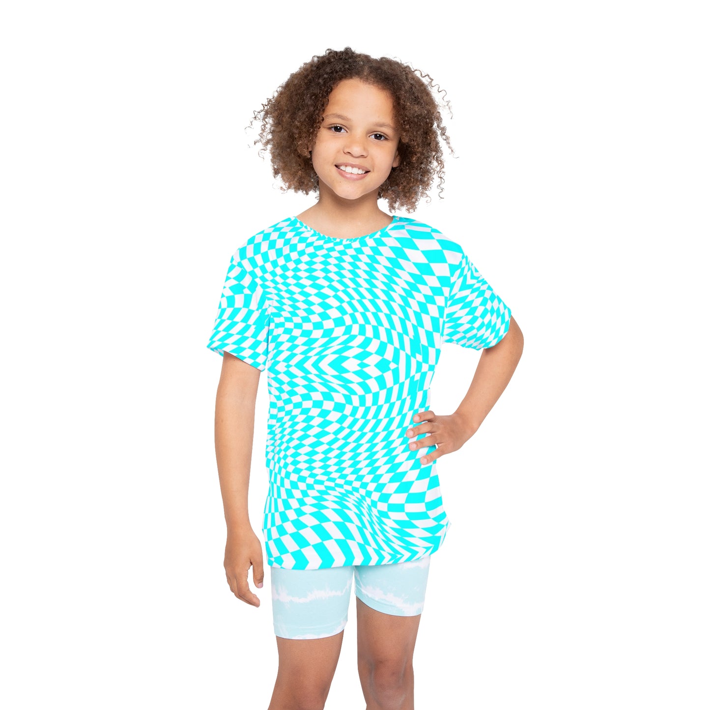 Kids Sports Jersey (Cyan Pixels)