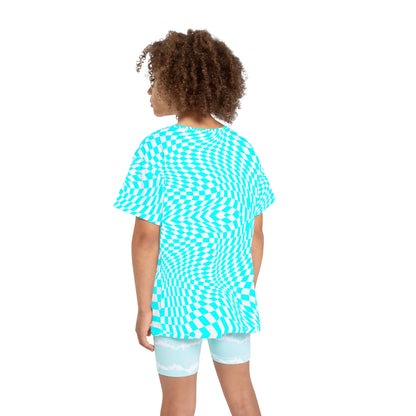 Kids Sports Jersey (Cyan Pixels)
