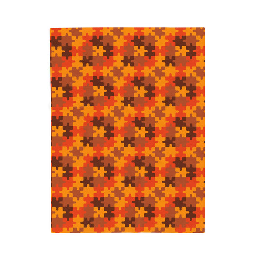 Velveteen Plush Blanket (Orange Puzzle)
