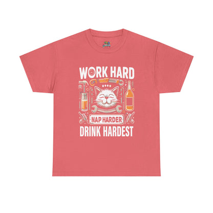 Unisex Heavy Cotton Tee (Work, Nap & Drink Hard)