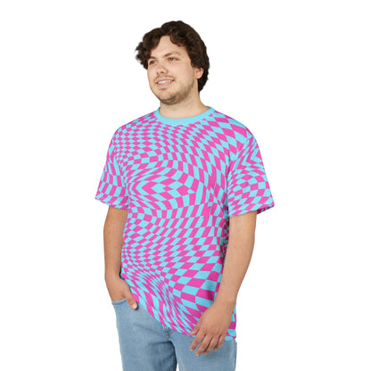 Unisex Cut & Sew Tee (Aqua-Pink Pixels)