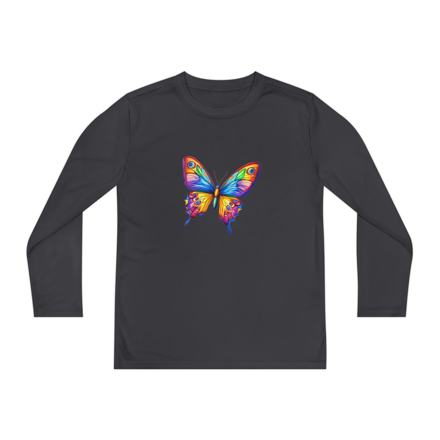 Youth Long Sleeve Competitor Tee (Colorful Butterfly)