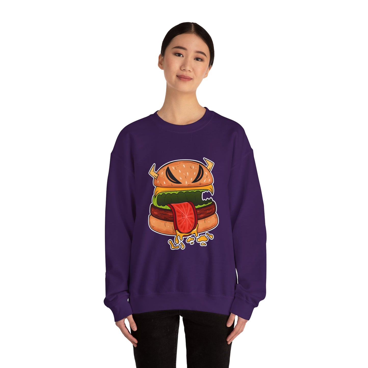Unisex Heavy Blend™ Crewneck Sweatshirt (Cheeseburger Monster)