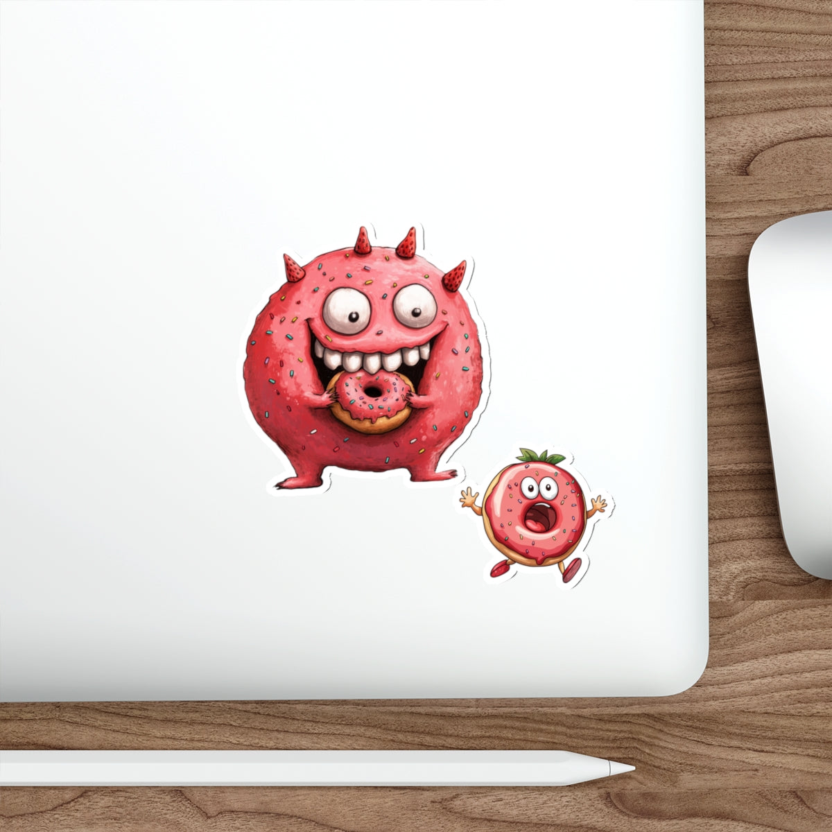 Die-Cut Stickers | Vibrant Art for Personalization (Donut Monster eating Donut)