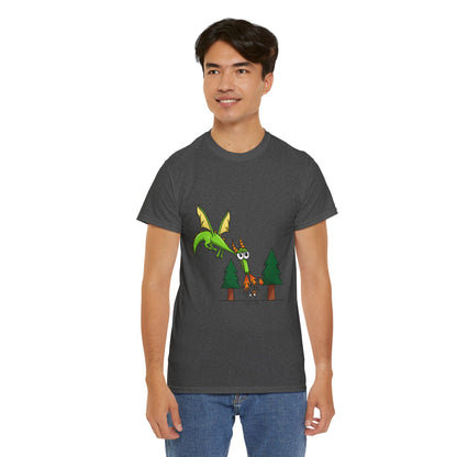 Unisex Heavy Cotton Tee (Flaming Dragon)