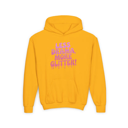 Youth Heavy Blend Hooded Sweatshirt (Less Drama, More Glitter)