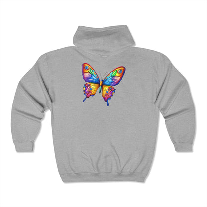 Unisex Heavy Blend™ Full Zip Hooded Sweatshirt (Colorful Butterfly)