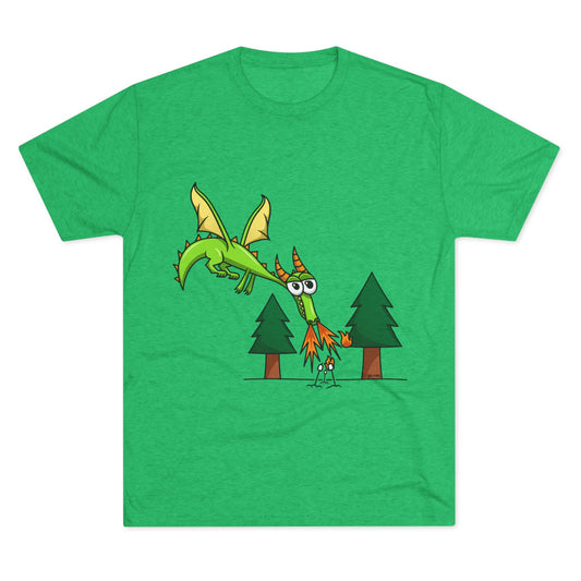 Unisex Tri-Blend Crew Tee (Flaming Dragon)