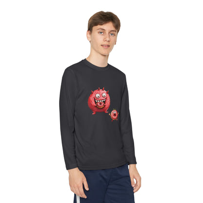 Youth Long Sleeve Competitor Tee (Donut Monster eating Donut)