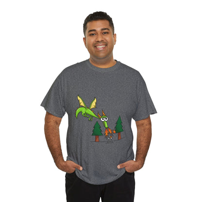 Unisex Heavy Cotton Tee (Flaming Dragon)