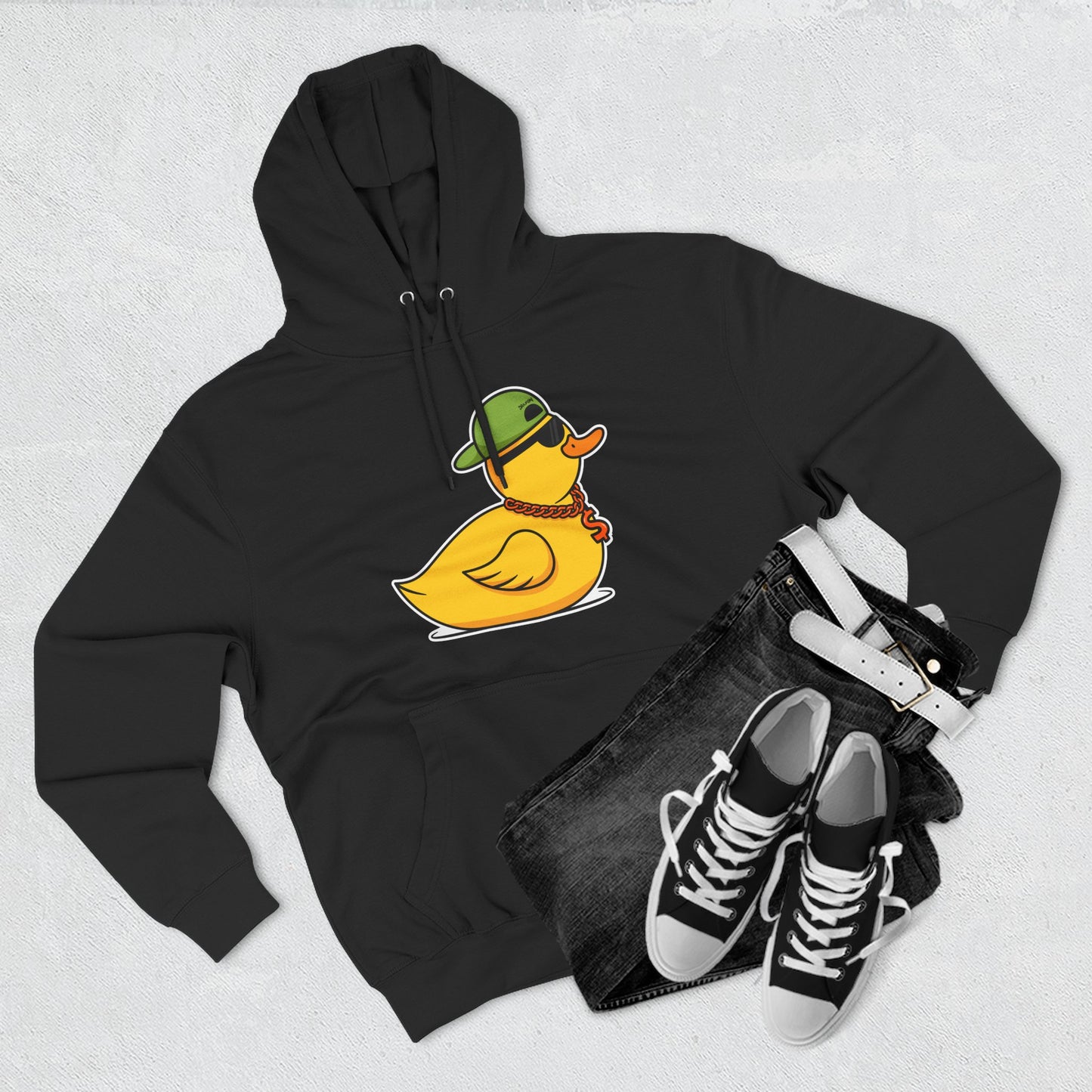 Three-Panel Fleece Hoodie (Gangster Duck)