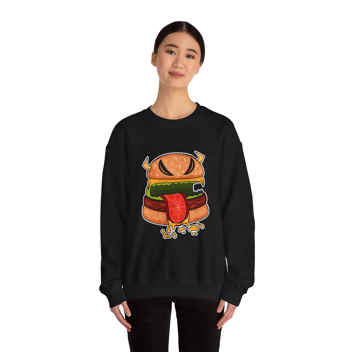 Unisex Heavy Blend™ Crewneck Sweatshirt (Cheeseburger Monster)