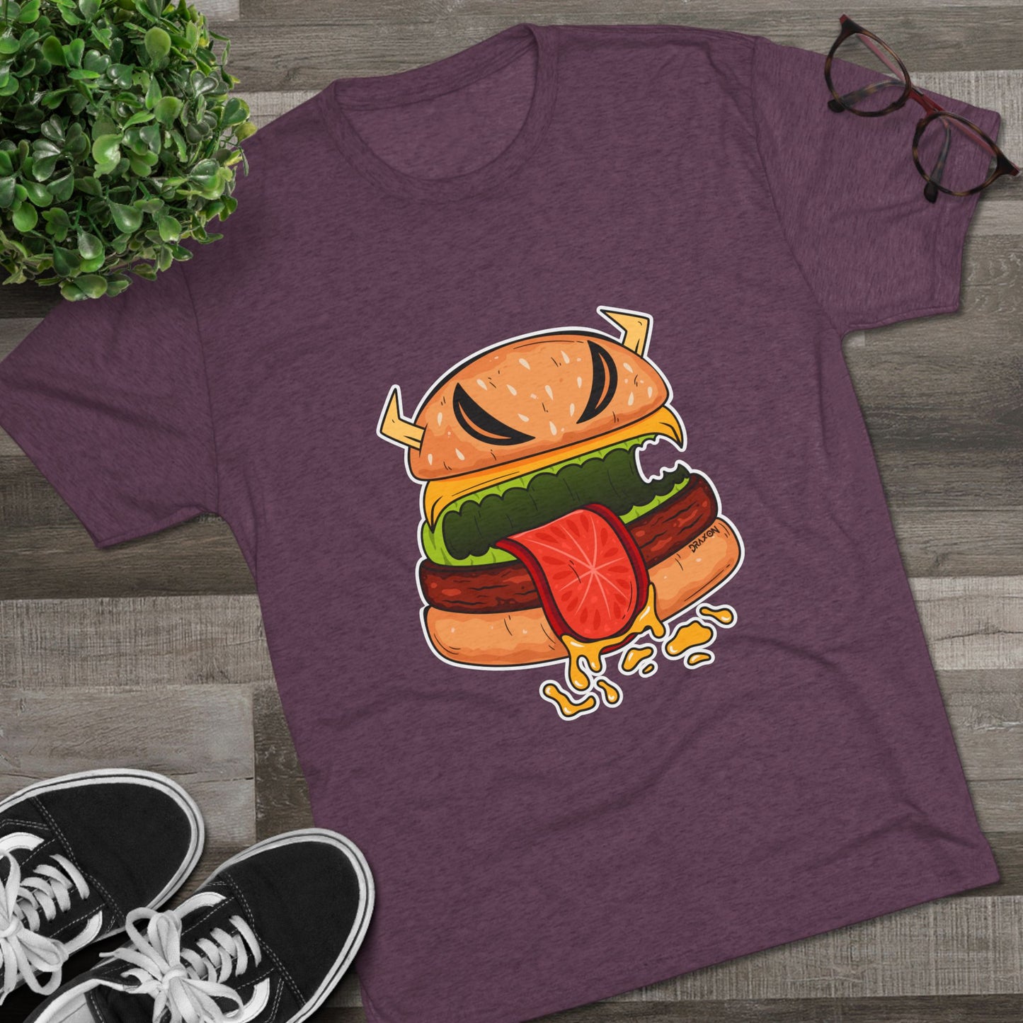 Unisex Tri-Blend Crew Tee (Cheeseburger Monster)