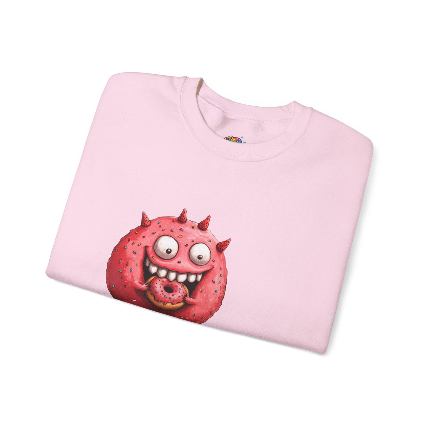 Unisex Heavy Blend™ Crewneck Sweatshirt (Donut Monster eating Donut)