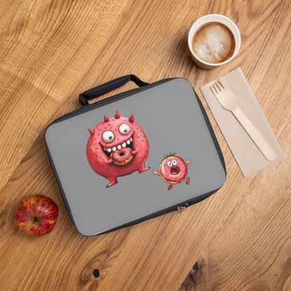 Lunch Bag - Grey (Donut Monster eating Donut)