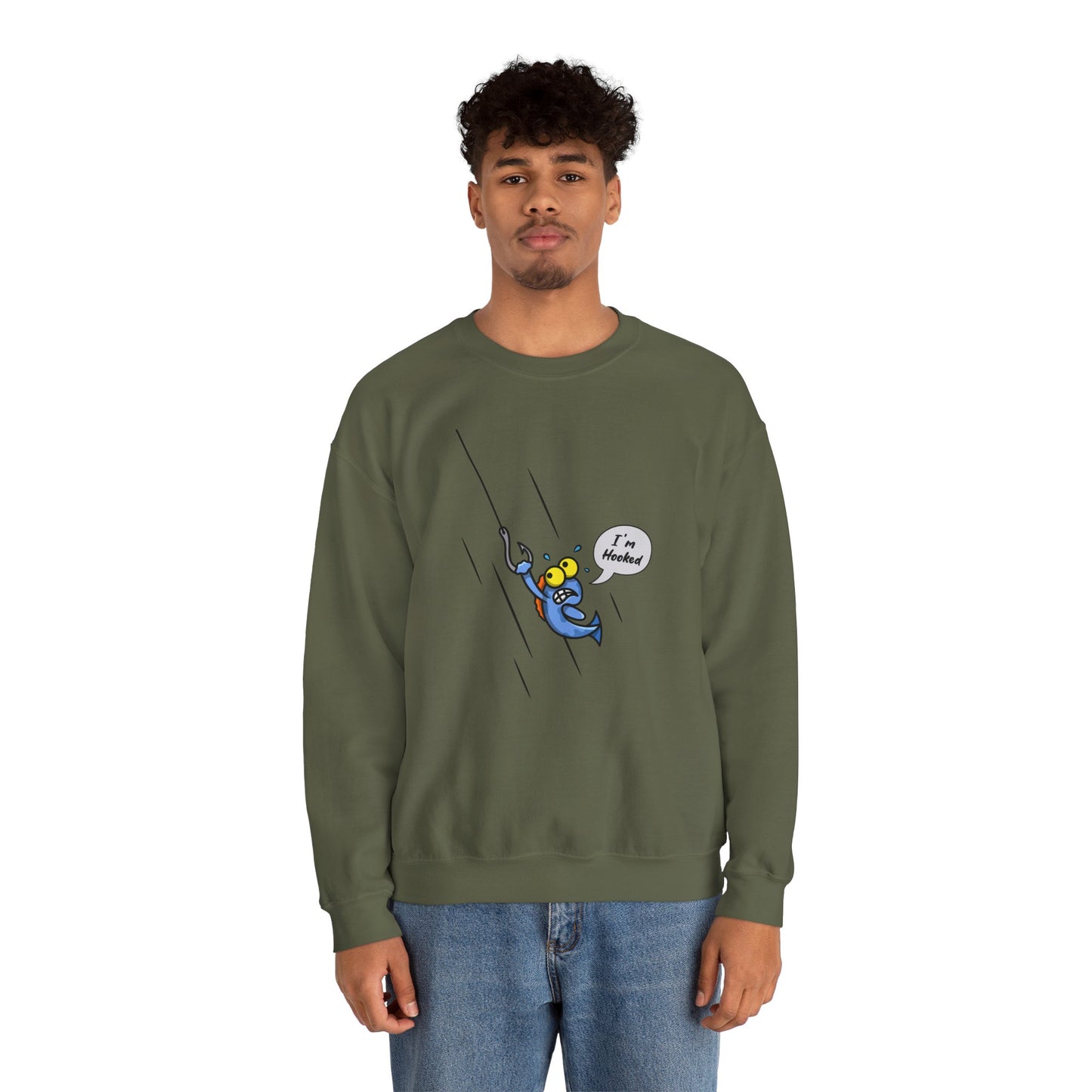 Unisex Heavy Blend™ Crewneck Sweatshirt (Fishing Hooked)