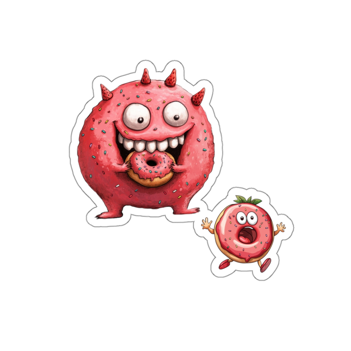 Die-Cut Stickers | Vibrant Art for Personalization (Donut Monster eating Donut)