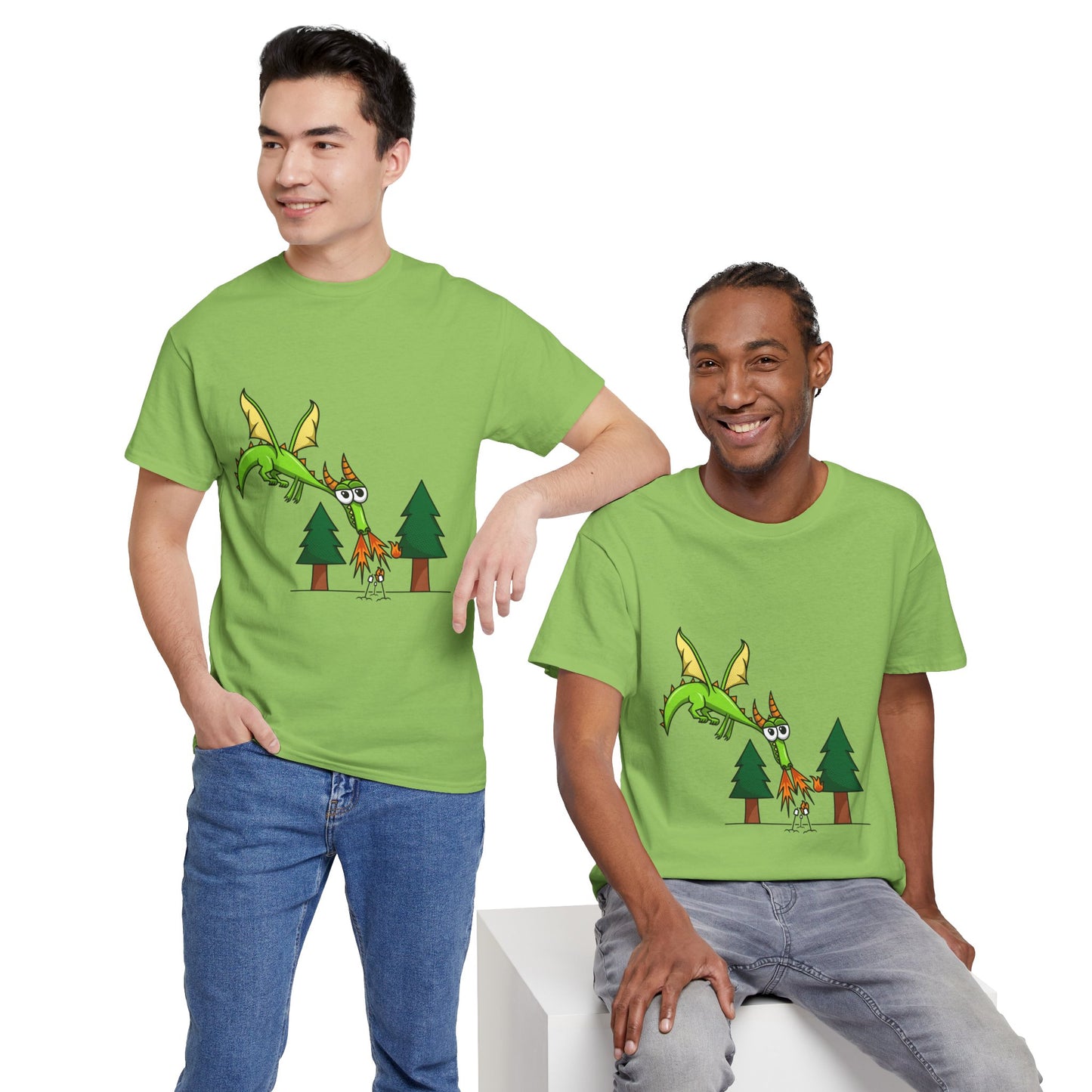 Unisex Heavy Cotton Tee (Flaming Dragon)